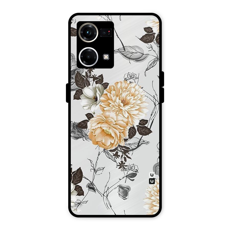 Yellow Floral Metal Back Case for Oppo F21s Pro 4G