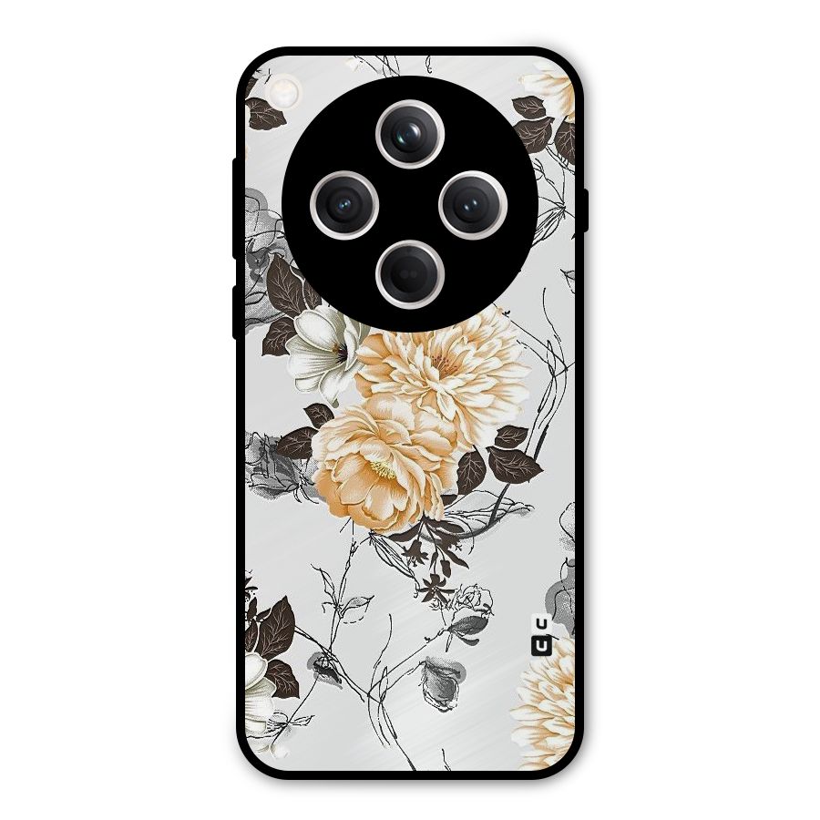 Yellow Floral Metal Back Case for Oppo Find X8