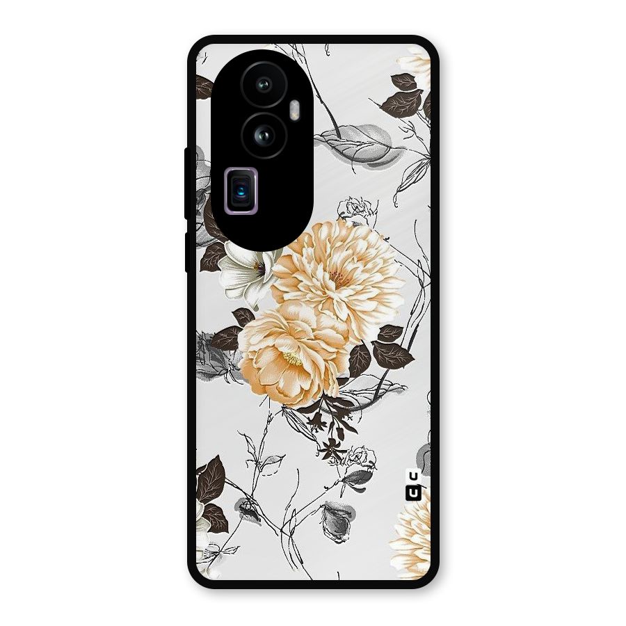 Yellow Floral Metal Back Case for Oppo Reno10 Pro Plus