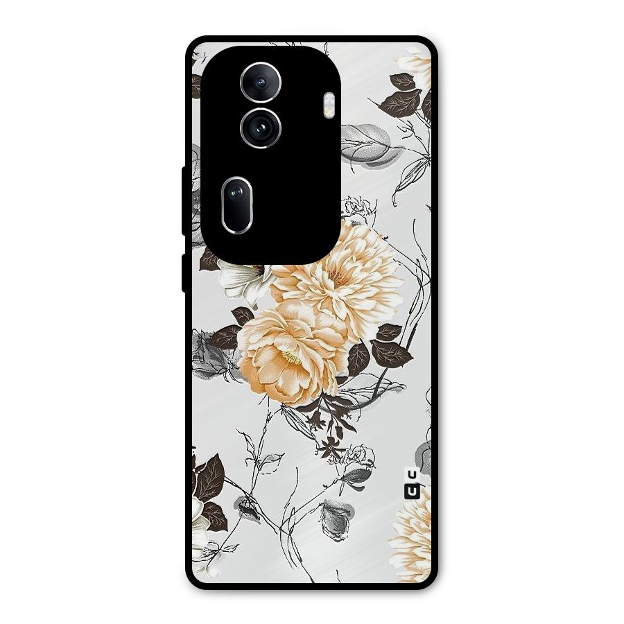 Yellow Floral Metal Back Case for Oppo Reno11 Pro 5G