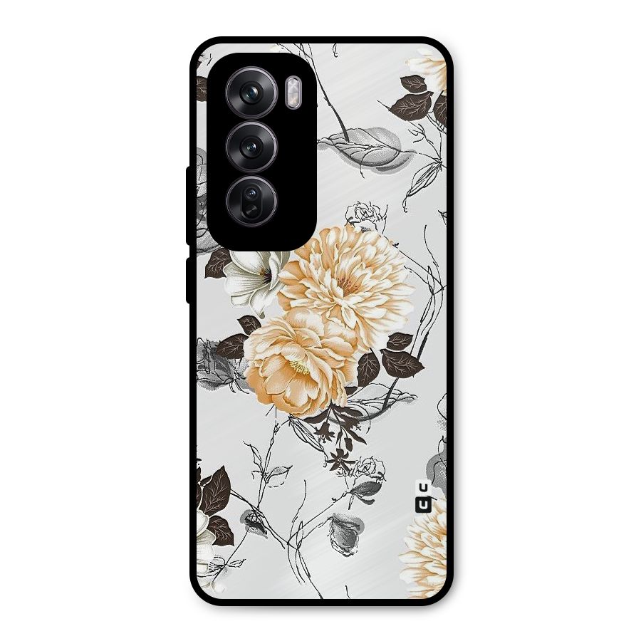 Yellow Floral Metal Back Case for Oppo Reno12 Pro