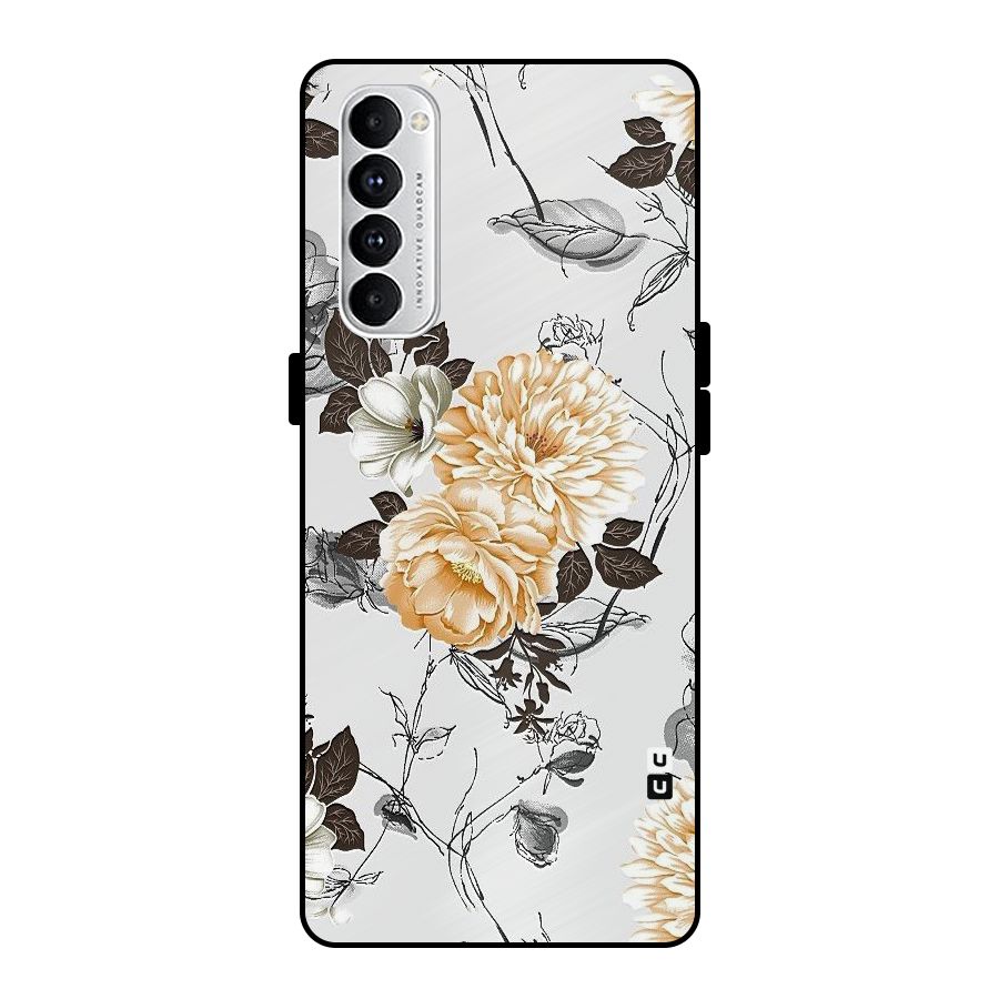 Yellow Floral Metal Back Case for Oppo Reno4 Pro
