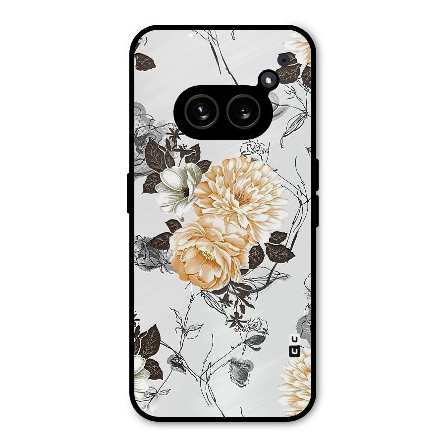 Yellow Floral Metal Back Case for Nothing Phone 2a