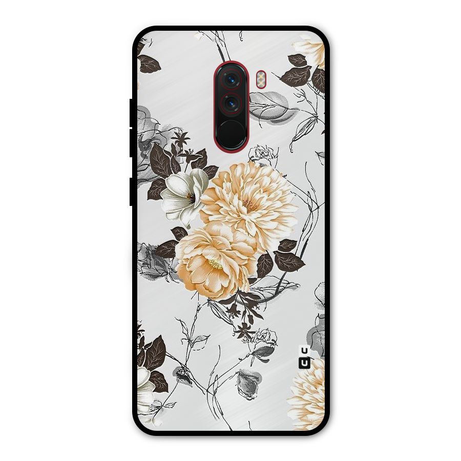 Yellow Floral Metal Back Case for Poco F1