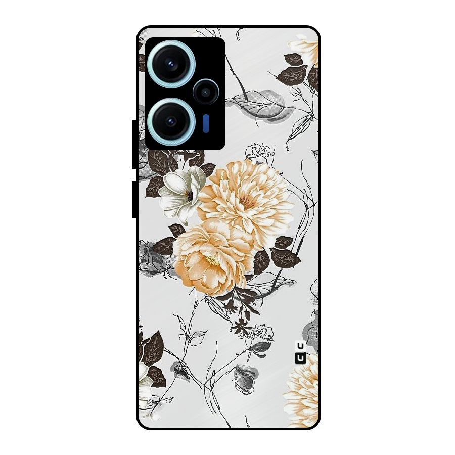 Yellow Floral Metal Back Case for Poco F5