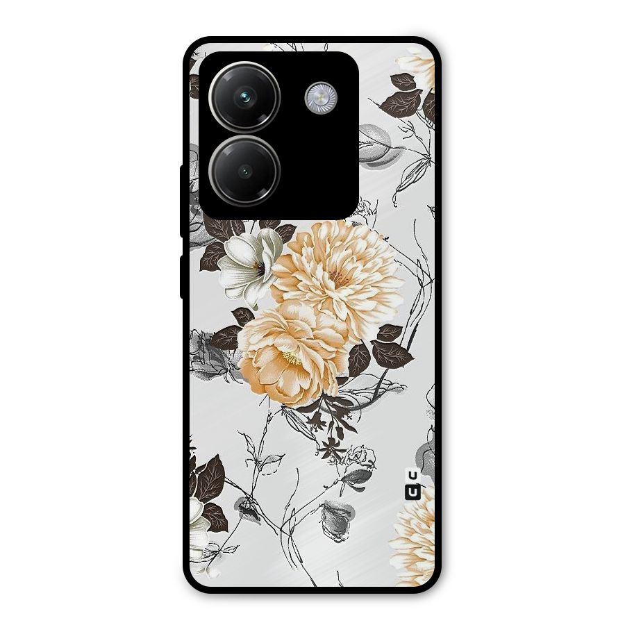 Yellow Floral Metal Back Case for Poco M7 Pro 5G