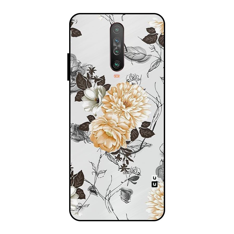Yellow Floral Metal Back Case for Poco X2
