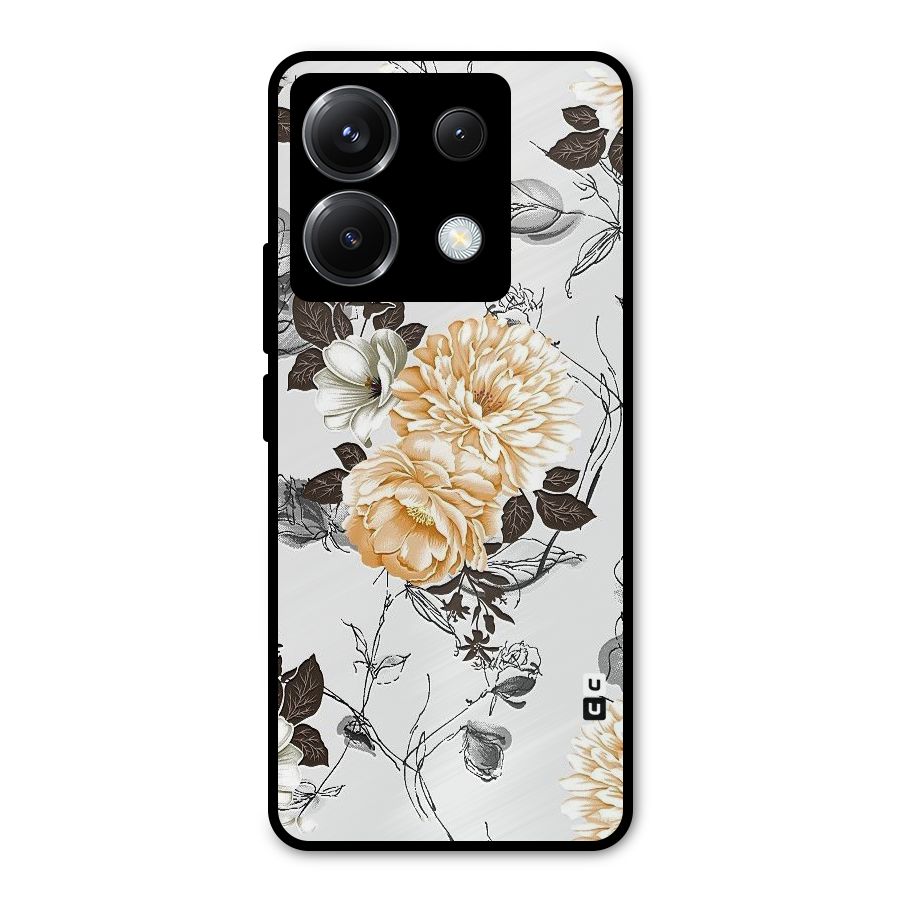 Yellow Floral Metal Back Case for Poco X6