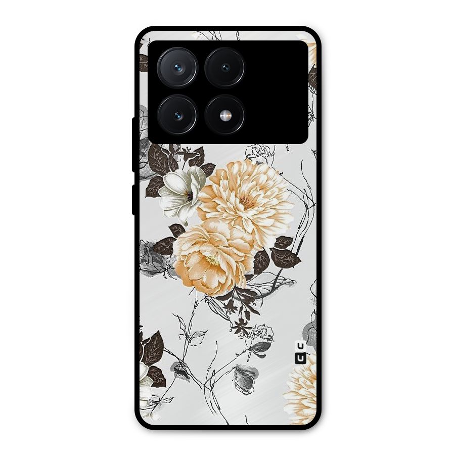 Yellow Floral Metal Back Case for Poco X6 Pro