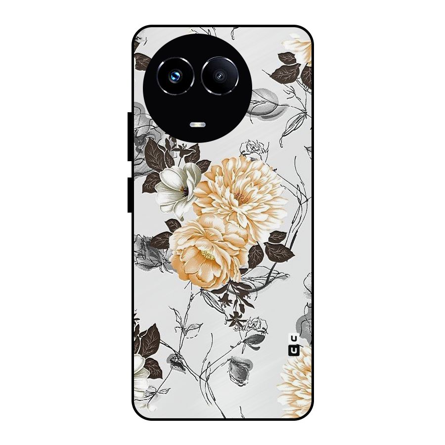 Yellow Floral Metal Back Case for Realme 11X