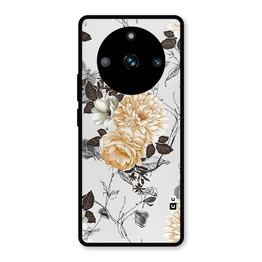 Yellow Floral Metal Back Case for Realme 11 Pro