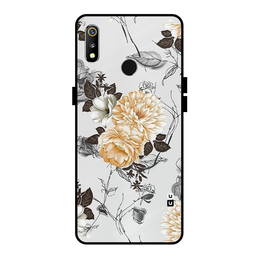 Yellow Floral Metal Back Case for Realme 3i