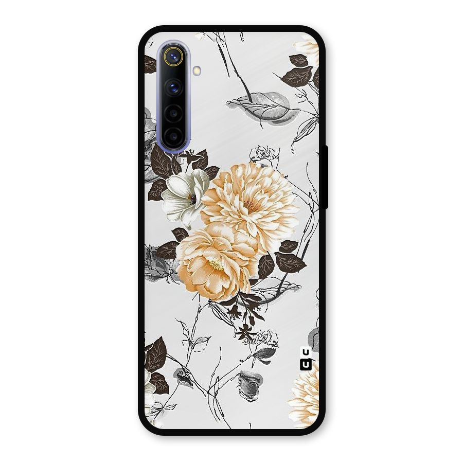 Yellow Floral Metal Back Case for Realme 6