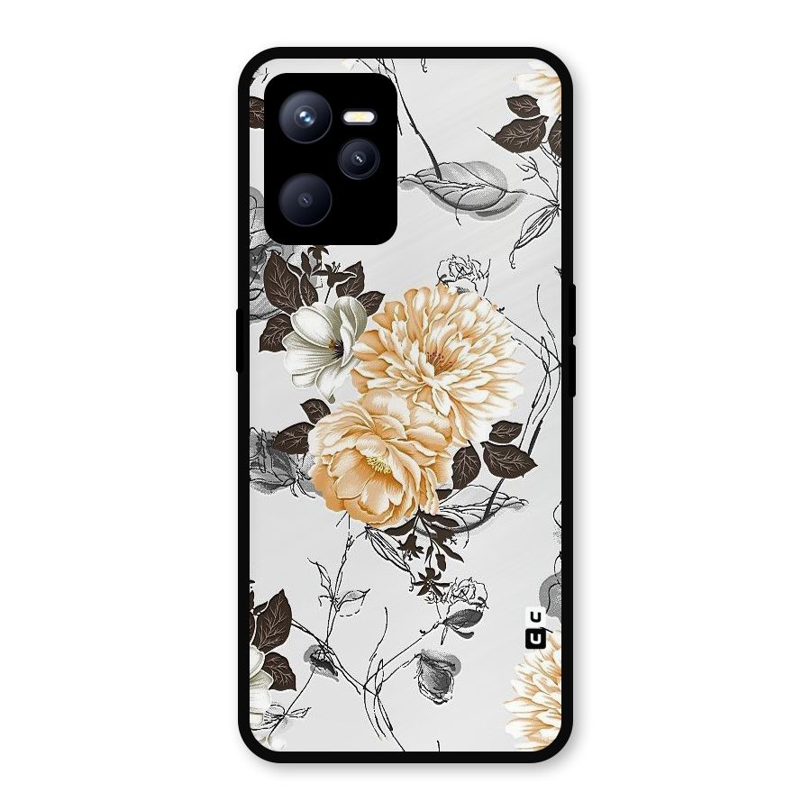Yellow Floral Metal Back Case for Realme C35