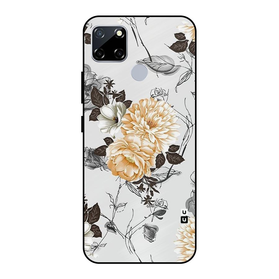 Yellow Floral Metal Back Case for Realme Narzo 20