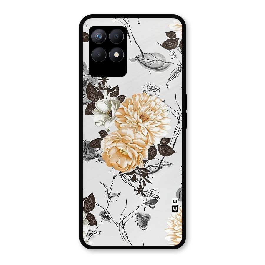 Yellow Floral Metal Back Case for Realme Narzo 50