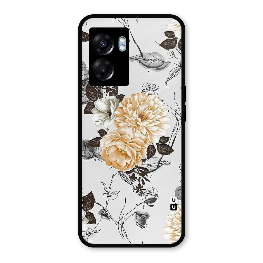 Yellow Floral Metal Back Case for Realme Narzo 50 5G