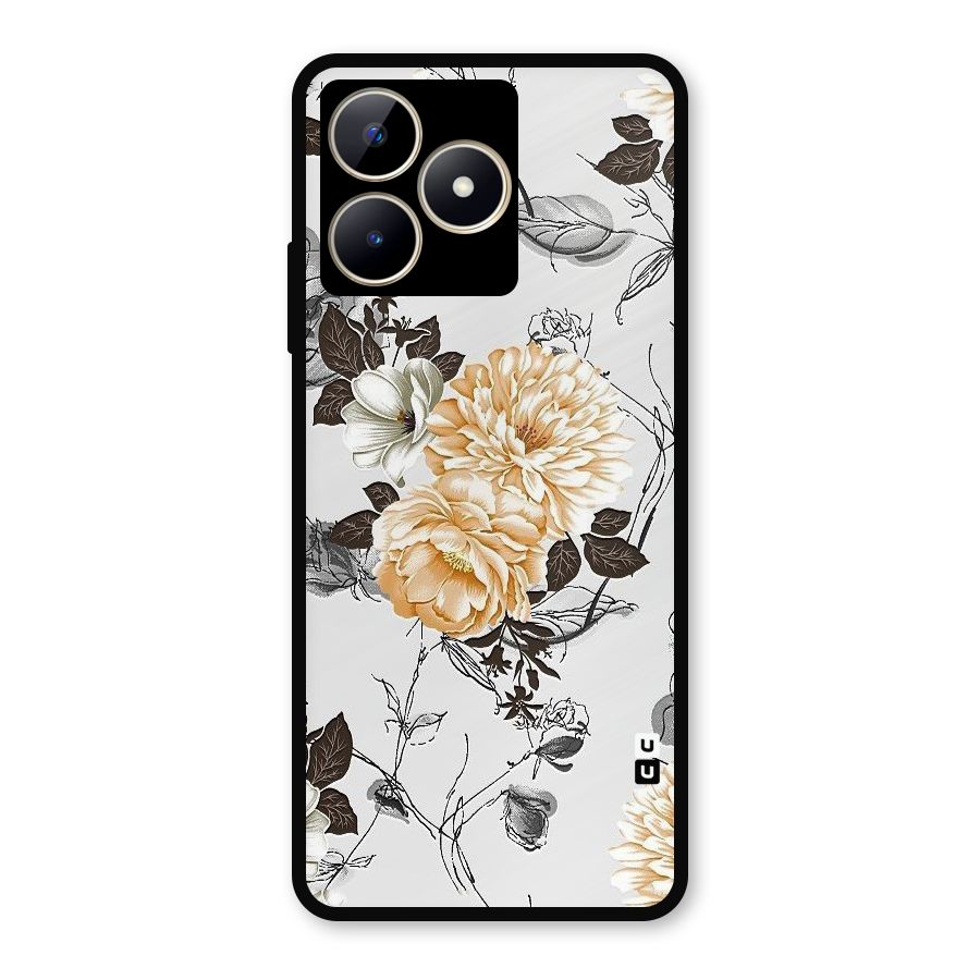 Yellow Floral Metal Back Case for Realme Narzo N53