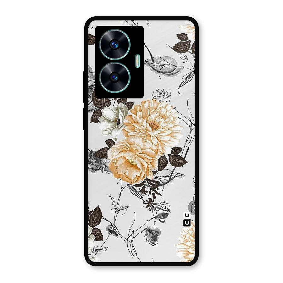 Yellow Floral Metal Back Case for Realme Narzo N55
