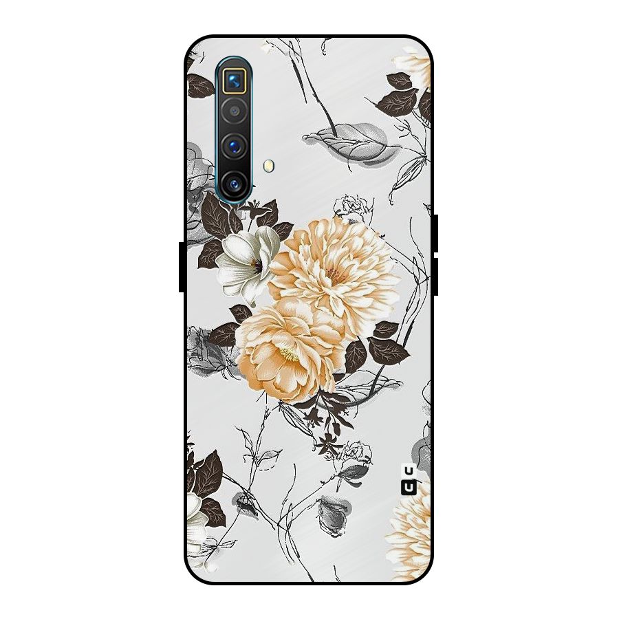 Yellow Floral Metal Back Case for Realme X3 SuperZoom
