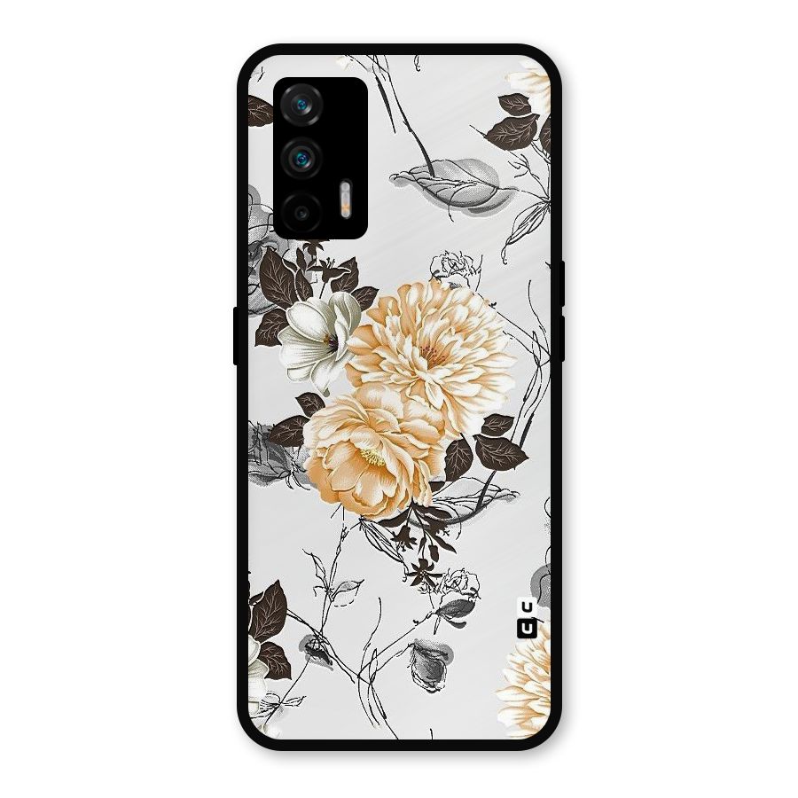 Yellow Floral Metal Back Case for Realme X7 Max