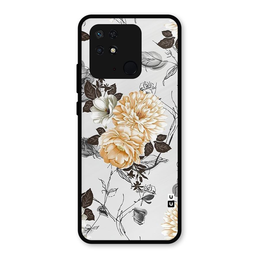 Yellow Floral Metal Back Case for Redmi 10 Power