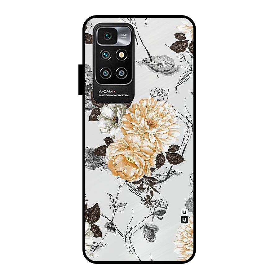 Yellow Floral Metal Back Case for Redmi 10 Prime