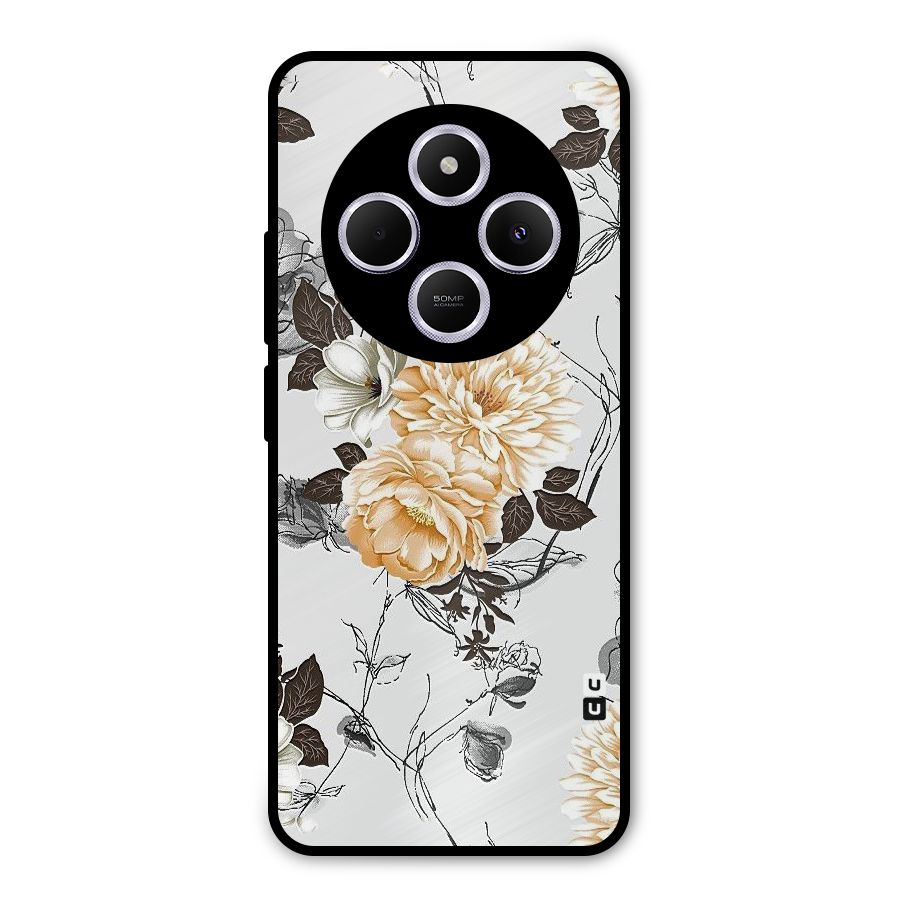 Yellow Floral Metal Back Case for Redmi A4