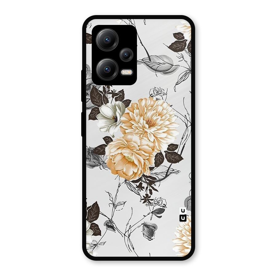Yellow Floral Metal Back Case for Redmi Note 12 5G
