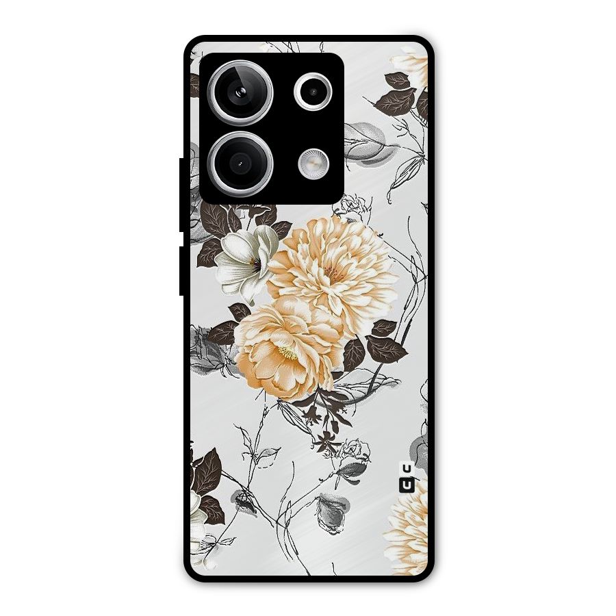 Yellow Floral Metal Back Case for Redmi Note 13 5G
