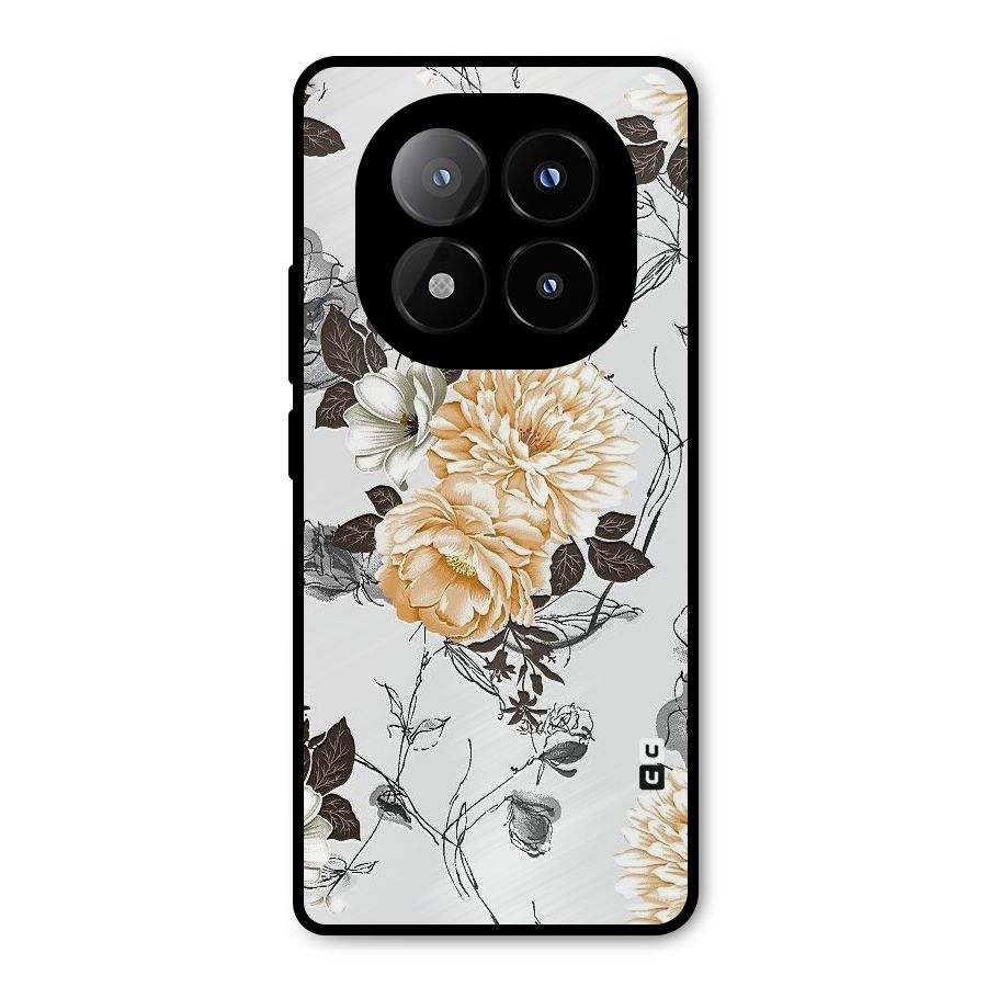 Yellow Floral Metal Back Case for Redmi Note 14 Pro Plus 5G