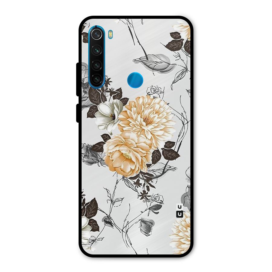 Yellow Floral Metal Back Case for Redmi Note 8