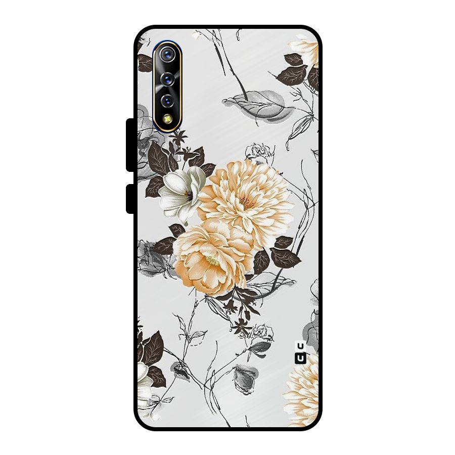 Yellow Floral Metal Back Case for Vivo S1