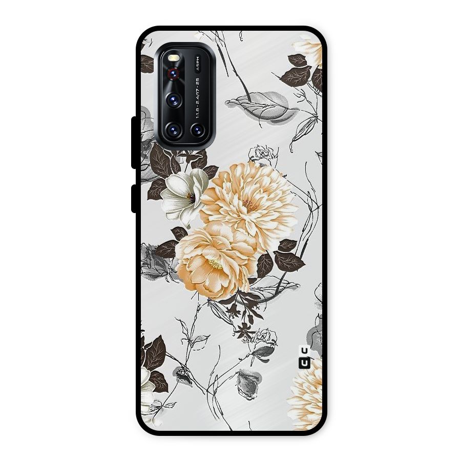 Yellow Floral Metal Back Case for Vivo V19