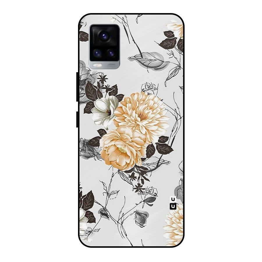 Yellow Floral Metal Back Case for Vivo V20
