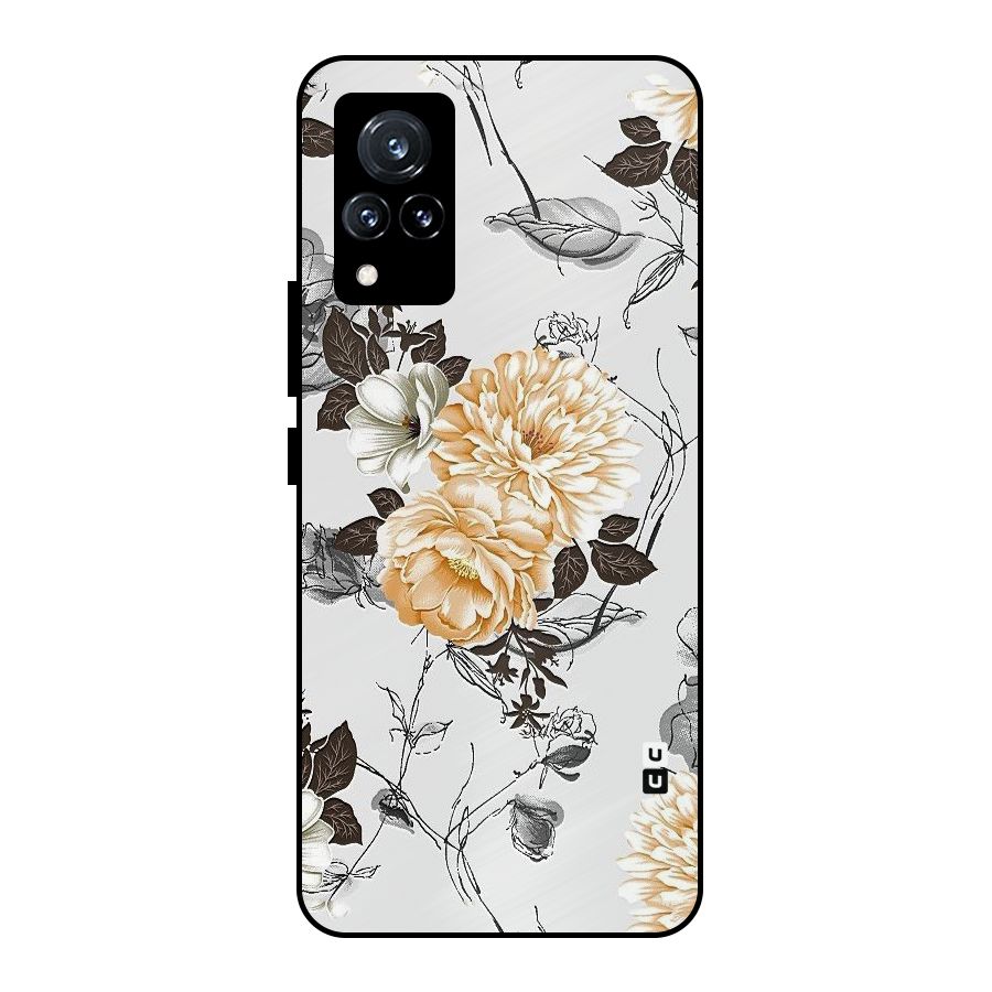 Yellow Floral Metal Back Case for Vivo V21 5G