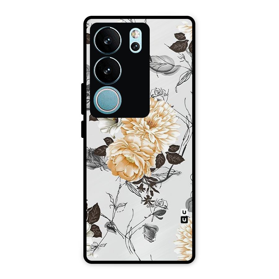 Yellow Floral Metal Back Case for Vivo V29