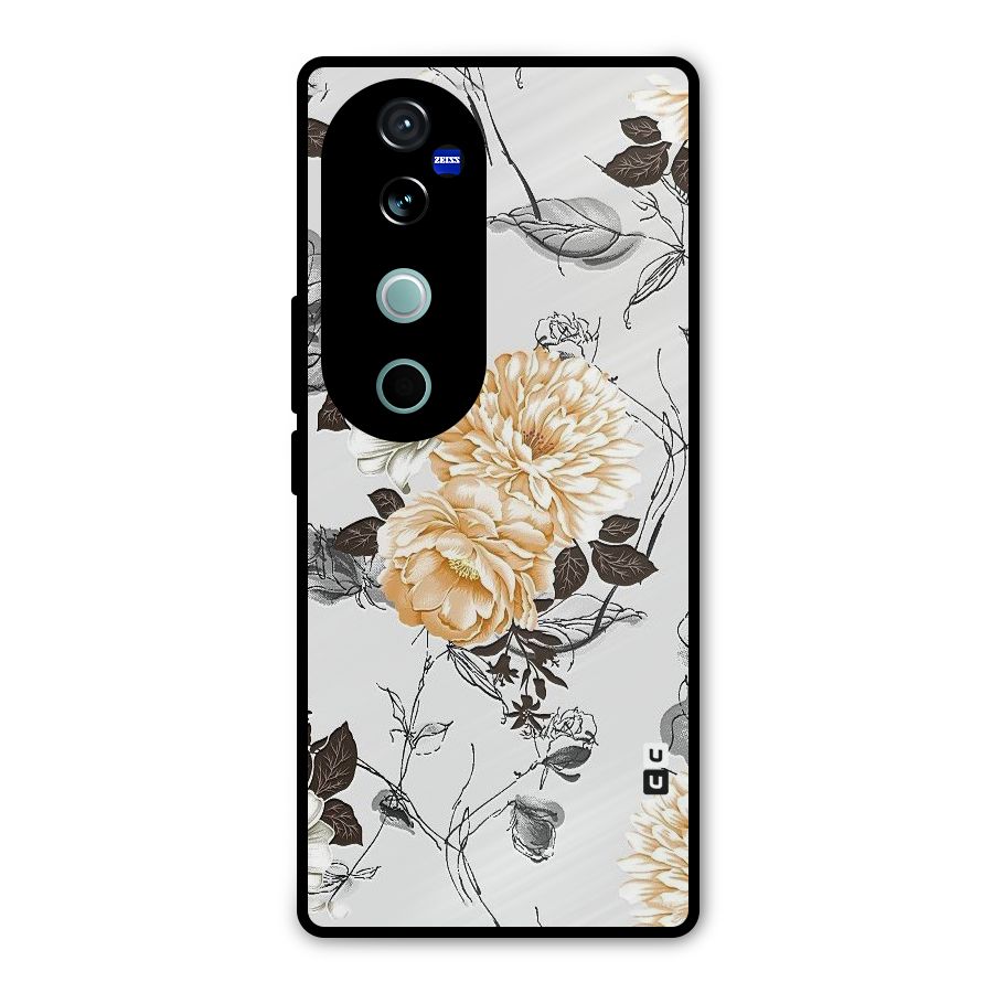 Yellow Floral Metal Back Case for Vivo V40