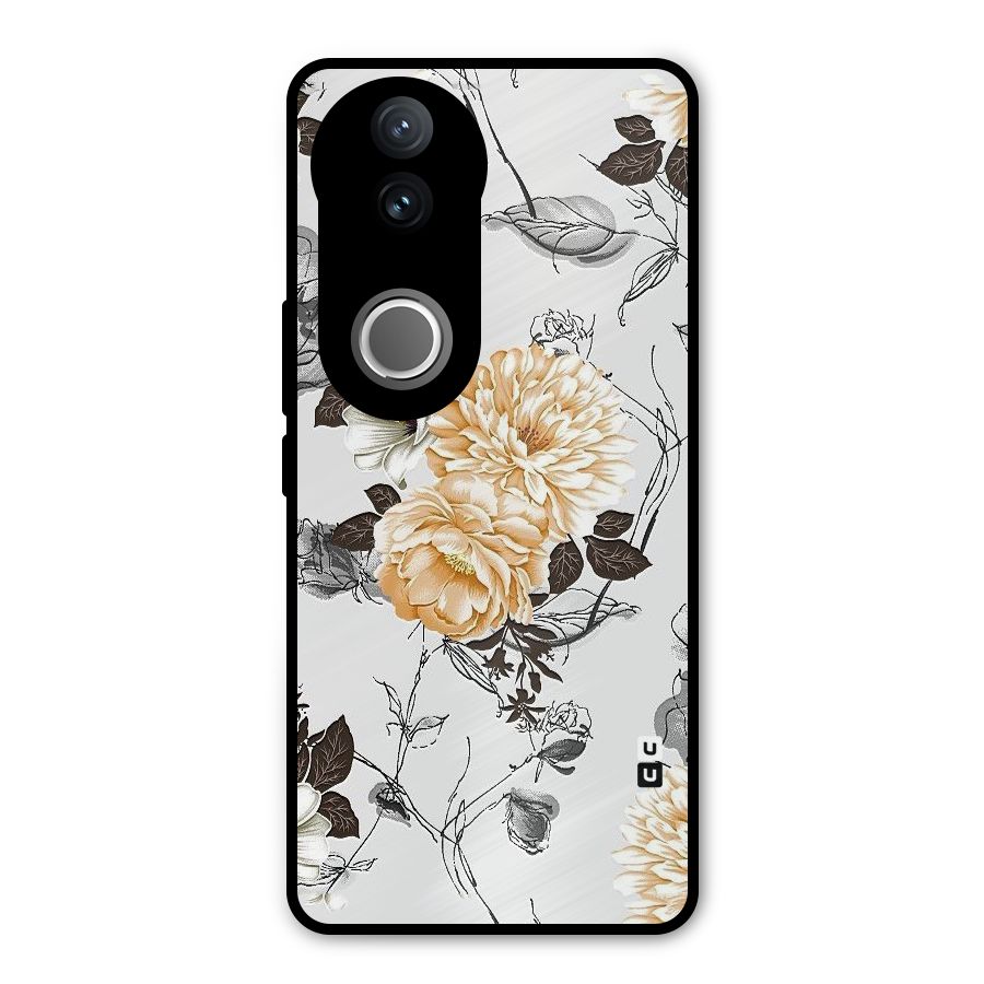 Yellow Floral Metal Back Case for Vivo V50