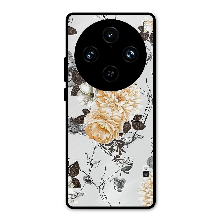 Yellow Floral Metal Back Case for Vivo X100 Pro