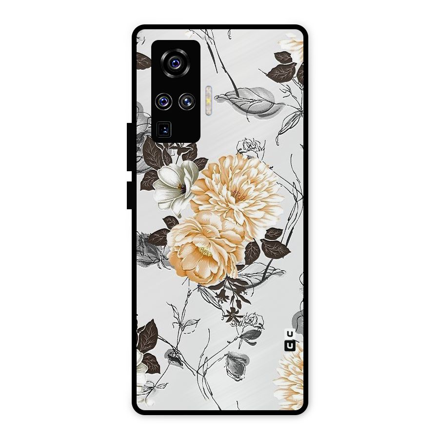 Yellow Floral Metal Back Case for Vivo X50 Pro