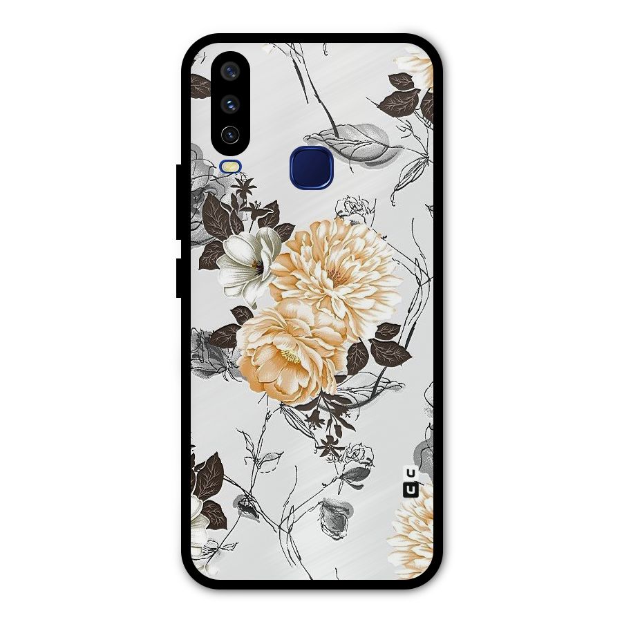 Yellow Floral Metal Back Case for Vivo Y15