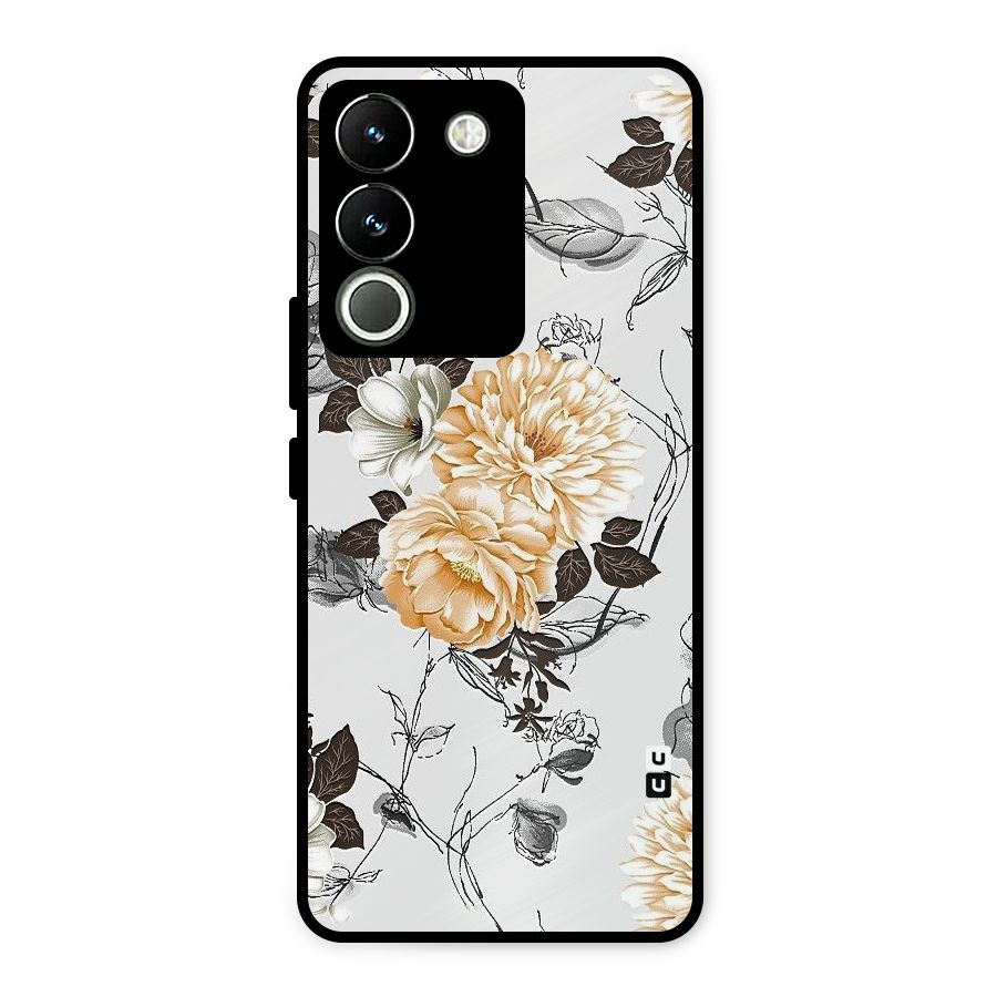 Yellow Floral Metal Back Case for Vivo Y200