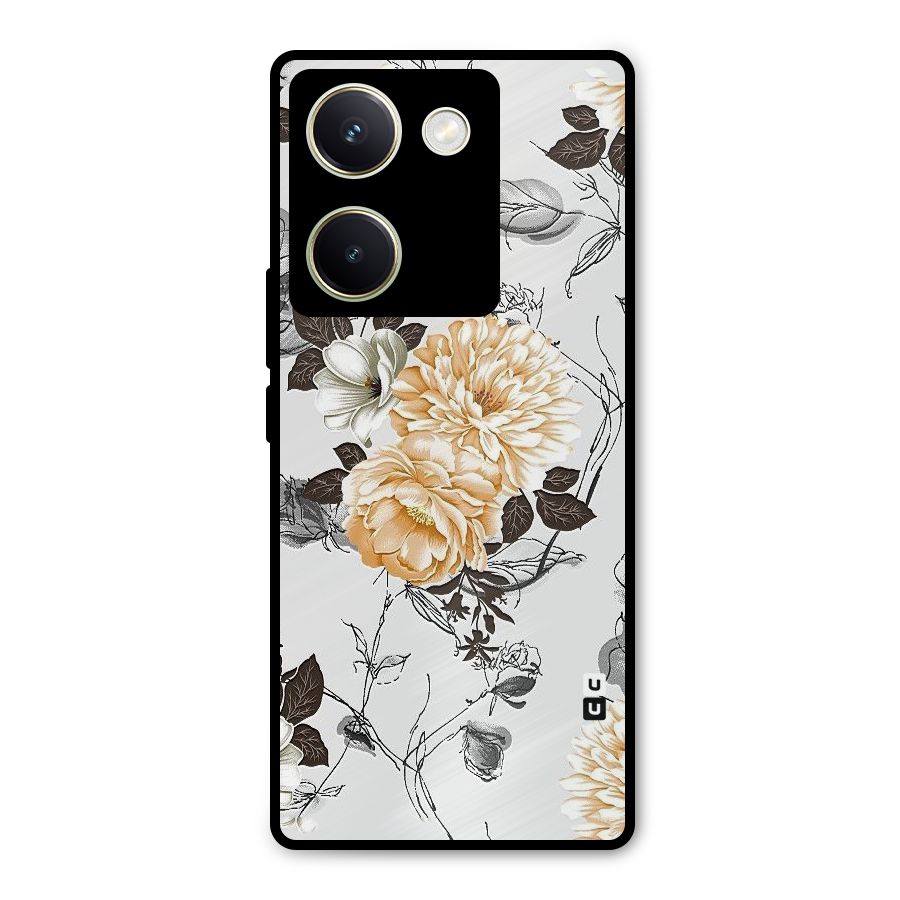Yellow Floral Metal Back Case for Vivo Y200 Pro