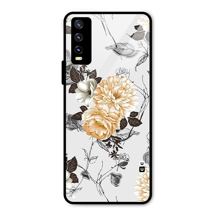 Yellow Floral Metal Back Case for Vivo Y20g