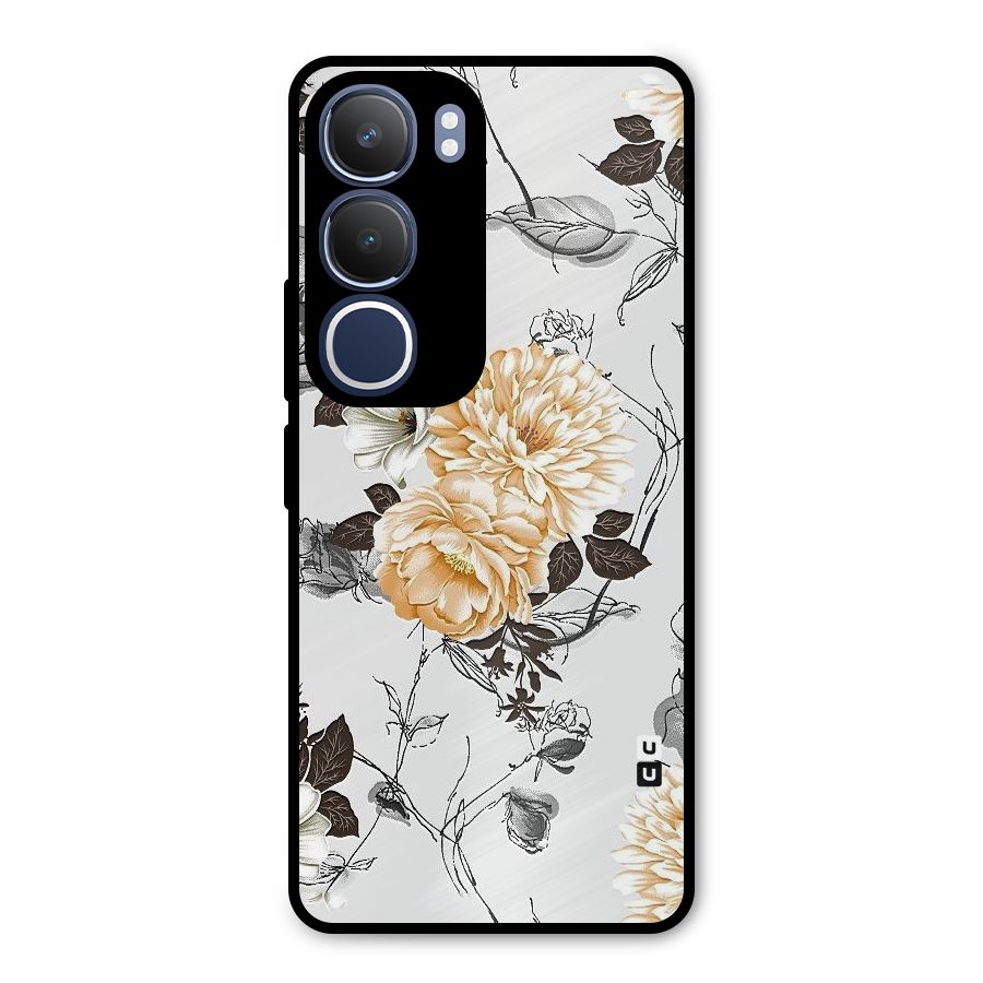 Yellow Floral Metal Back Case for Vivo Y29