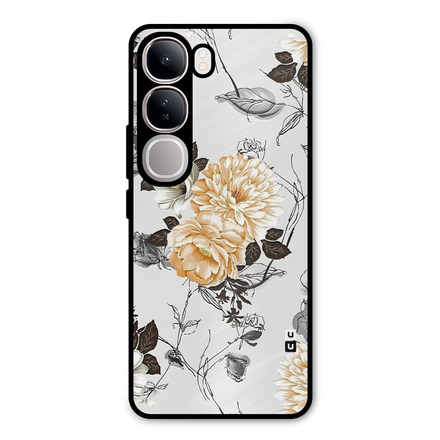 Yellow Floral Metal Back Case for Vivo Y300