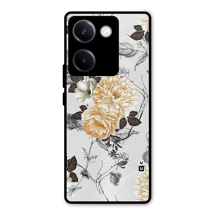 Yellow Floral Metal Back Case for Vivo Y300 Plus