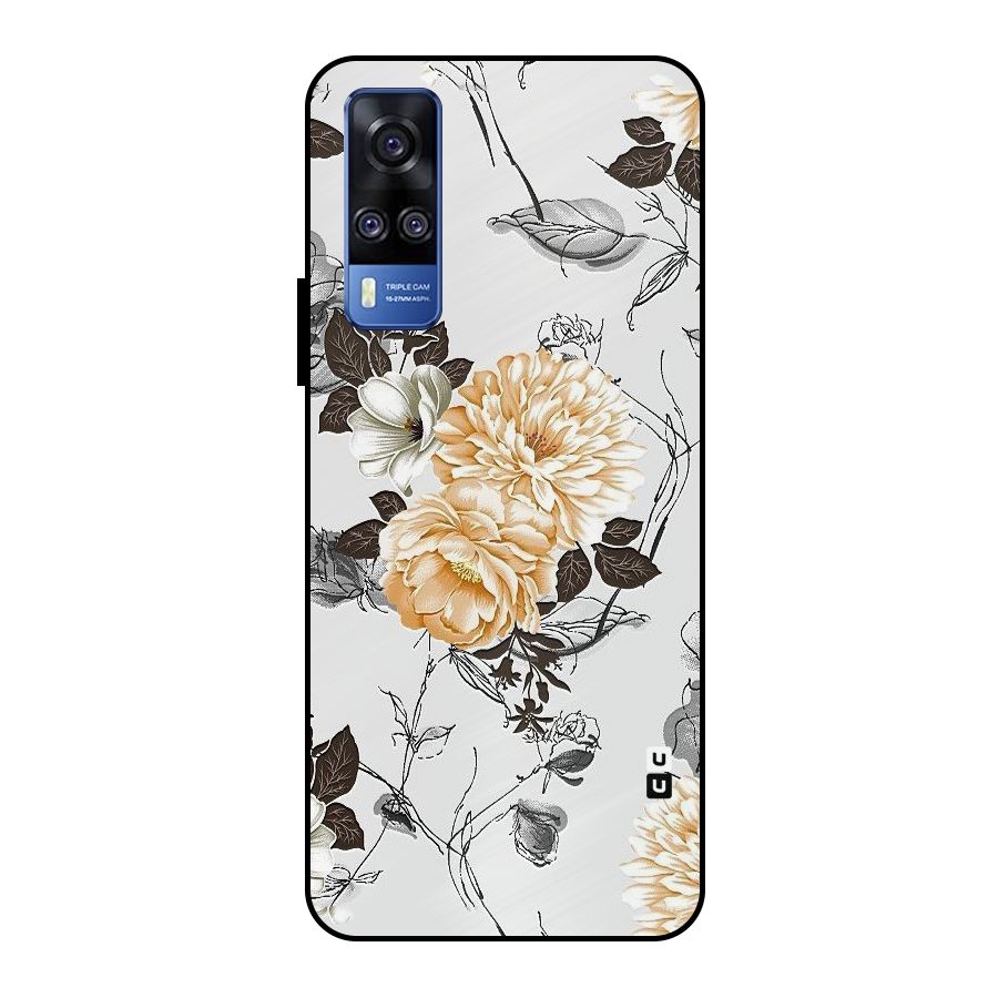 Yellow Floral Metal Back Case for Vivo Y51