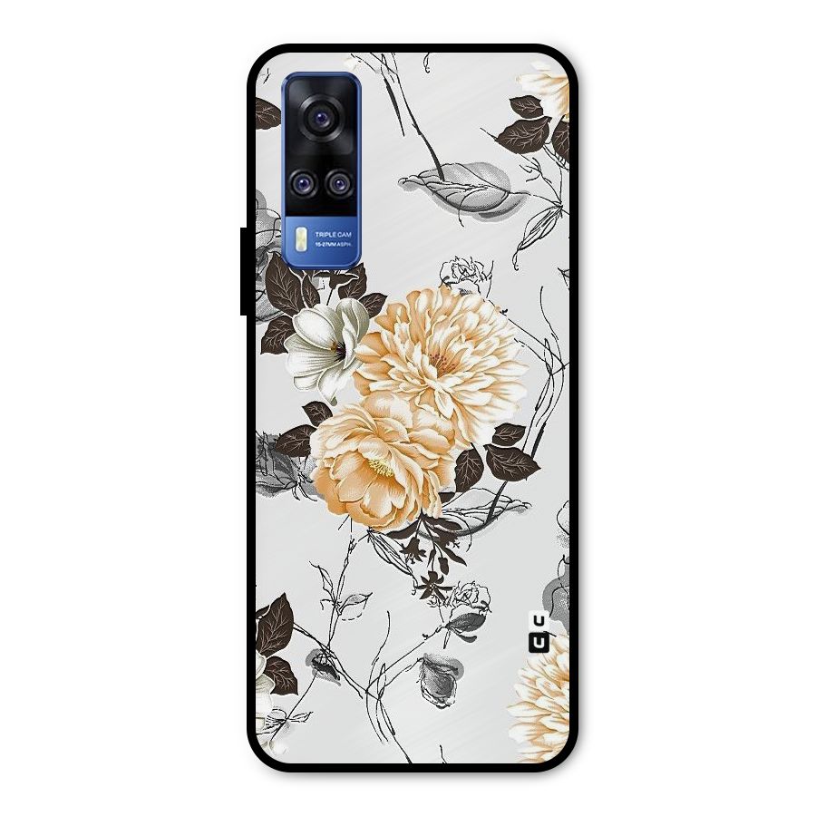 Yellow Floral Metal Back Case for Vivo Y51A
